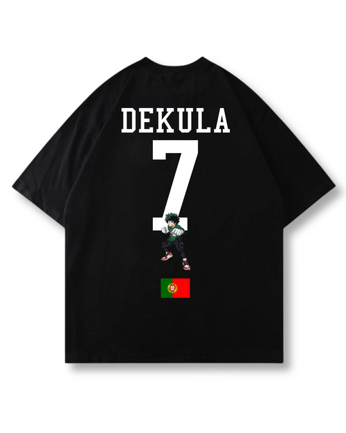 Custom World Cup MHA oversized shirt in black with anime graphic print