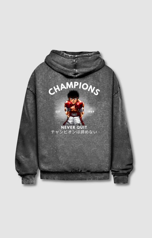 "NEVER QUIT" VINTAGE HOODIE