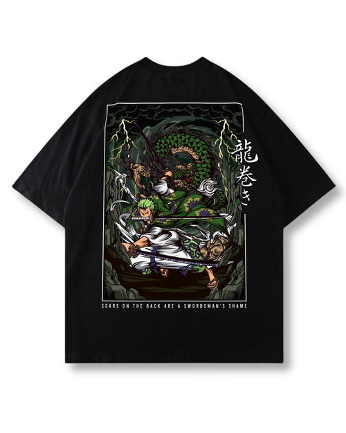 King of Hell oversized shirt in black with anime graphic print