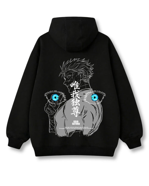Honored One oversized hoodie in black with anime graphic print