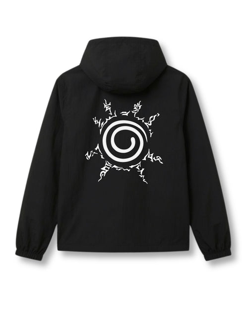 Kyuubi windbreaker jacket in black with anime graphic print