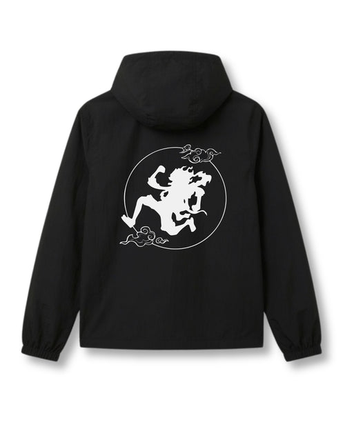 Nika windbreaker jacket in black with anime graphic print