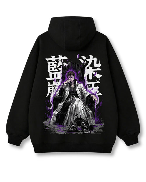 Silent King oversized hoodie in black with anime graphic print