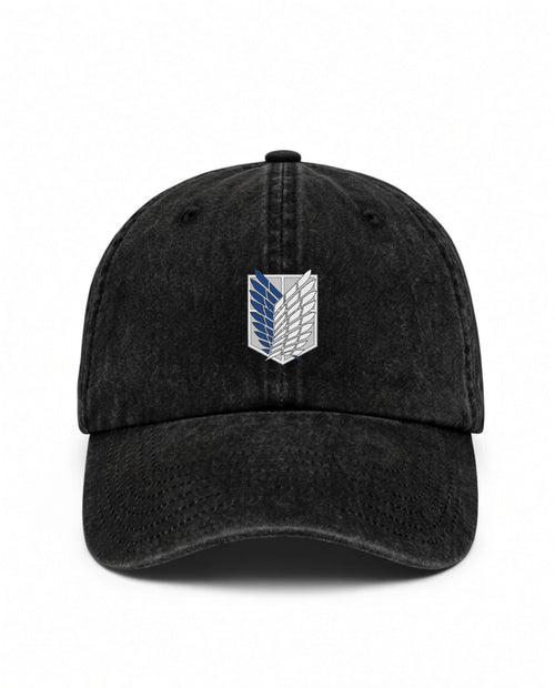 Freedom vintage cap in washed black with anime graphic print