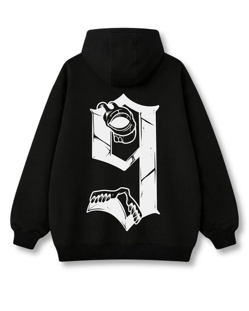 Espada 9 oversized hoodie in black with anime graphic print