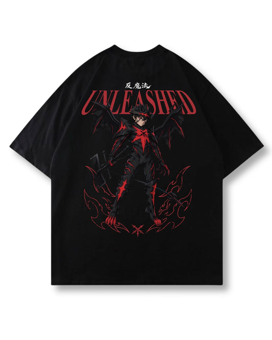 Unleashed oversized shirt in black with anime graphic print