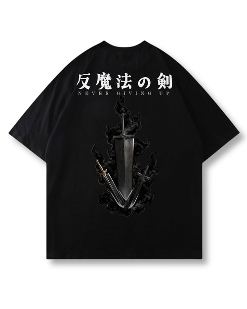 Anti Magic Sword oversized shirt in black with anime graphic print