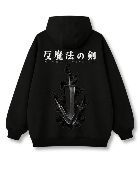 Anti Magic Sword oversized hoodie in black with anime graphic print