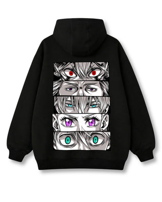 BLACK BULLS EYES OVERSIZED HOODIE