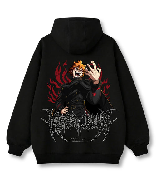 The Lions Captain oversized hoodie in black with anime graphic print