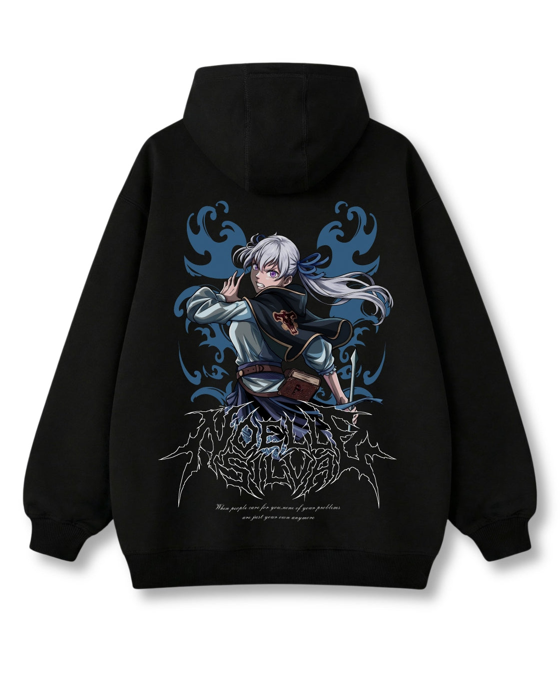 Sea Goddess oversized hoodie in black with anime graphic print