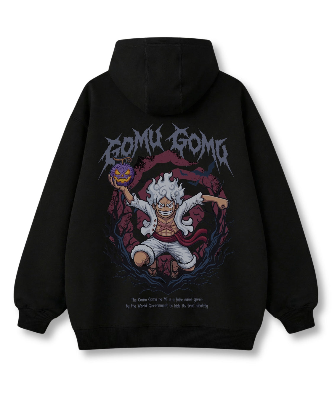Pumpkin King oversized hoodie in black – laughing figure crowned by jack-o'-lanterns