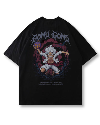 Pumpkin King oversized shirt in black – laughing figure crowned by jack-o'-lanterns