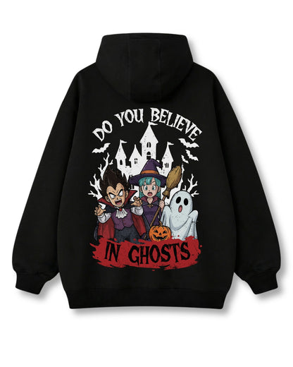 Believe in Ghosts oversized hoodie in black – haunted castle & ghost back print