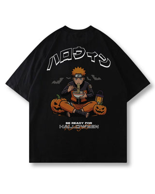 Halloween Ramen oversized shirt in black – ramen, pumpkins & Japanese katakana print