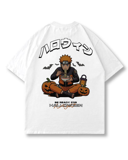 Halloween Ramen oversized shirt in white – ramen, pumpkins & Japanese katakana print