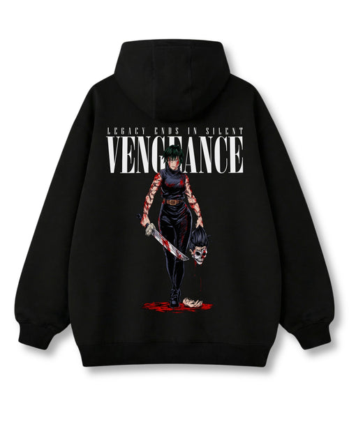 Vengeance oversized hoodie in black with anime graphic print