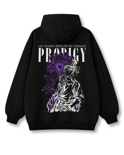 Prodigy oversized hoodie in black with anime graphic print
