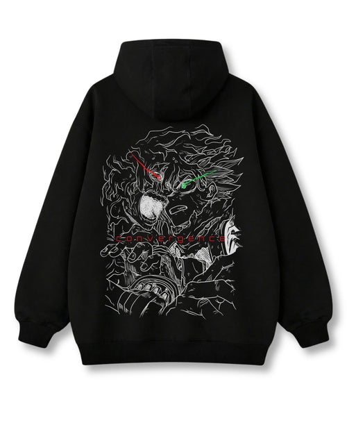 Convergence oversized hoodie in black with anime graphic print