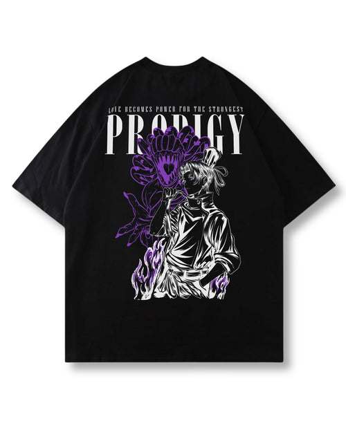 Prodigy oversized shirt in black with anime graphic print