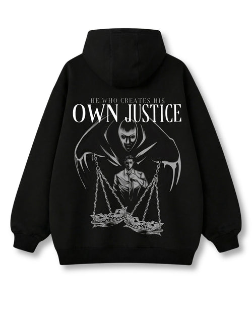 Own Justice oversized hoodie in black with anime graphic print