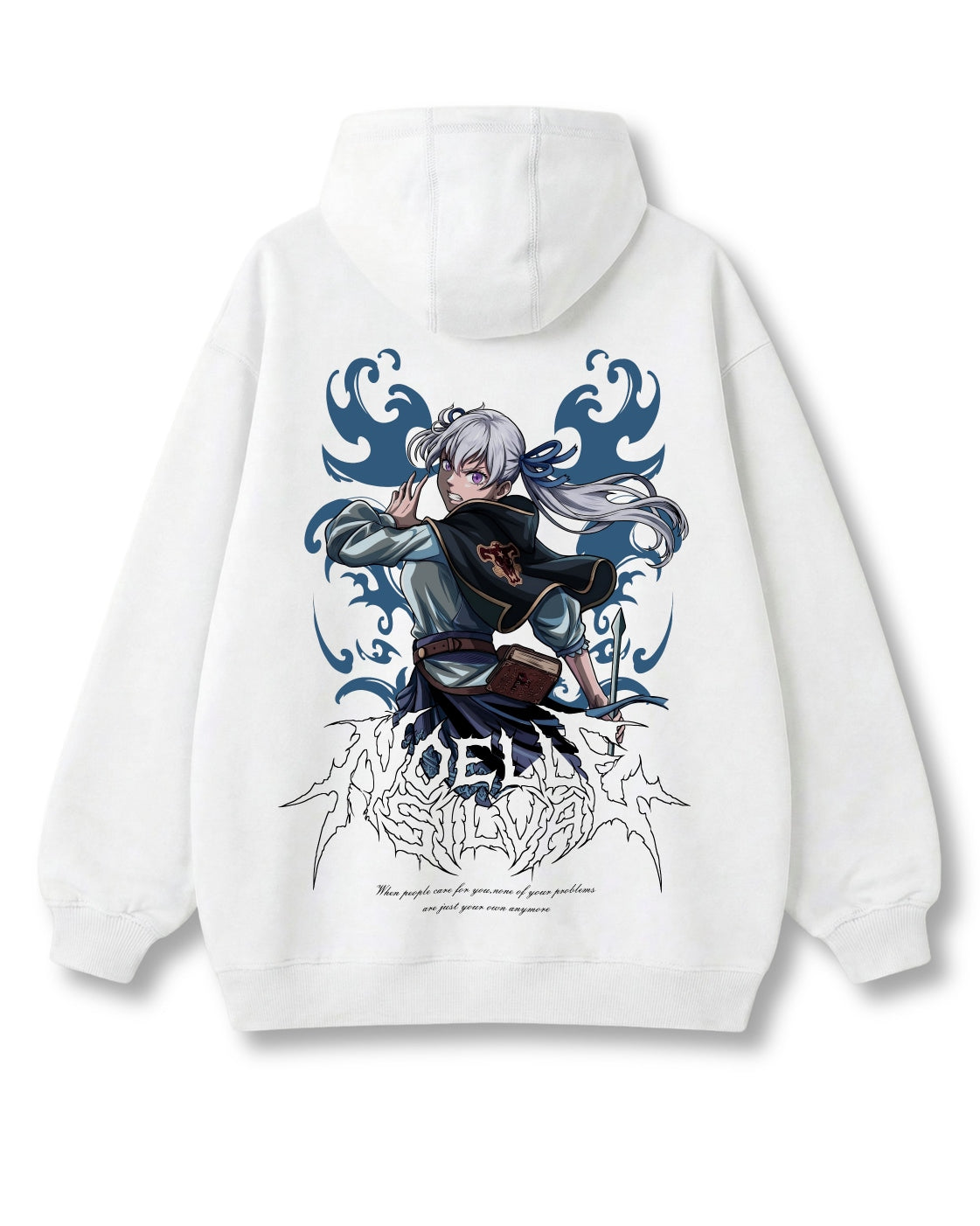 Sea Goddess oversized hoodie in white with anime graphic print