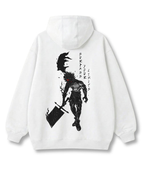Surpass Limits oversized hoodie in white with anime graphic print
