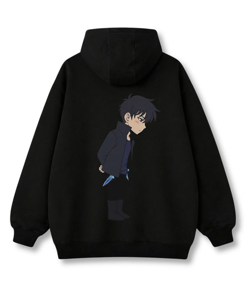 Sung oversized hoodie in black with anime graphic print