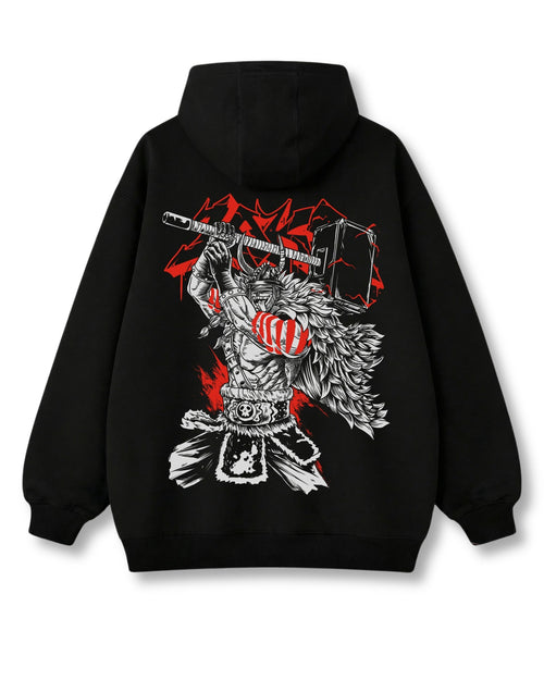 Loki oversized hoodie in black with anime graphic print