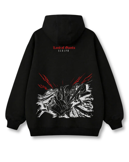 Elbaph oversized hoodie in black with anime graphic print