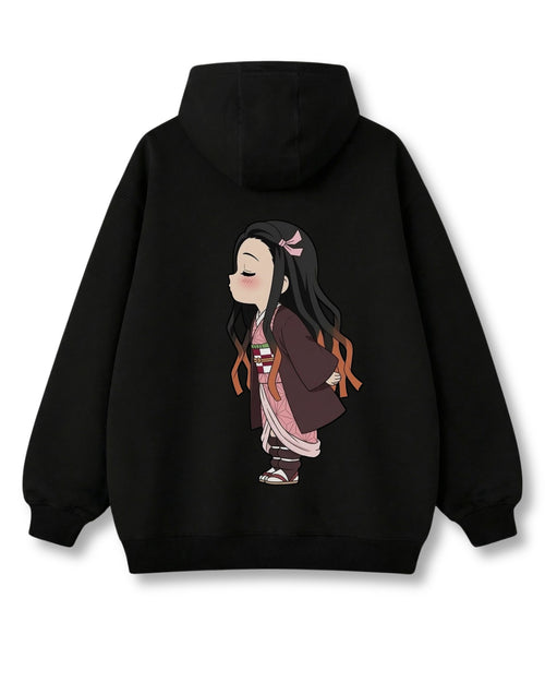 Nezuko oversized hoodie in black with anime graphic print
