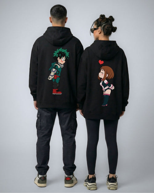 One For All matching couple hoodies in black worn by a couple